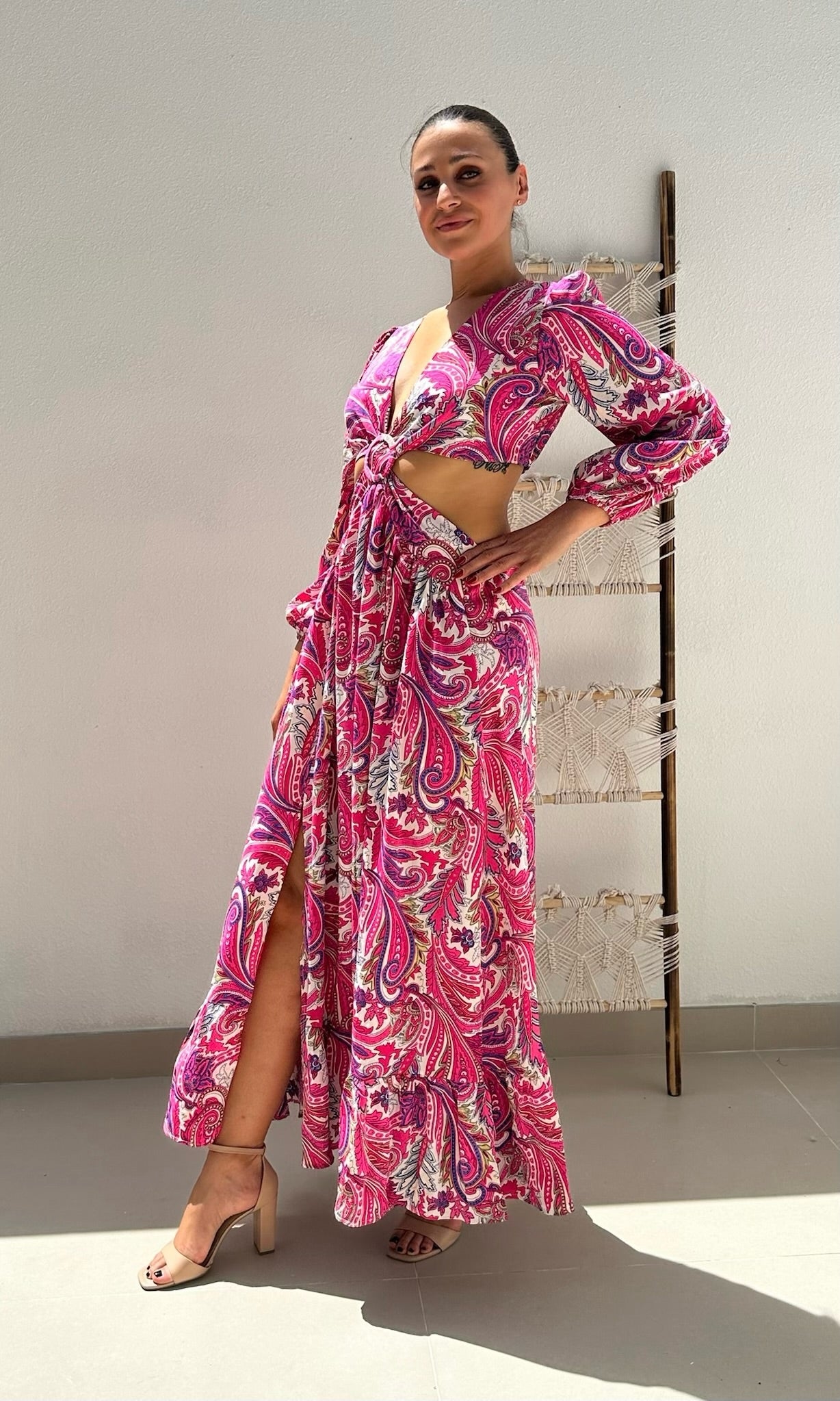 Marina Paisley Cut-Out Dress - Pink