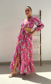 Marina Paisley Cut-Out Dress - Pink