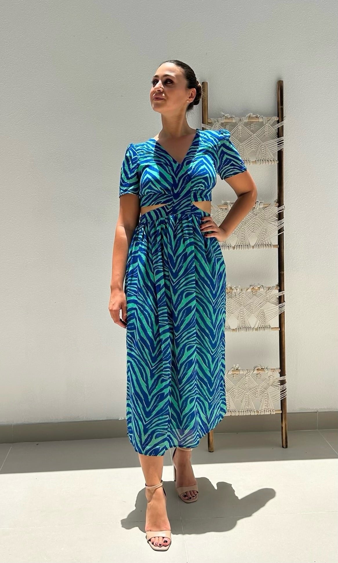 Jenna Cut-Out Dress - Blue / Green