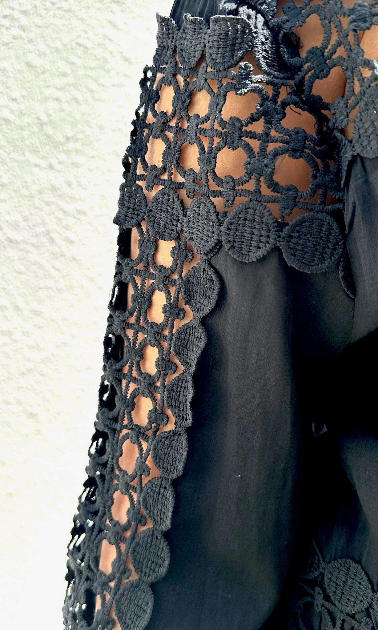 Female model wearing Erin Crochet Shirt Dress - Black- showcasing the latest ladies fashion with free delivery