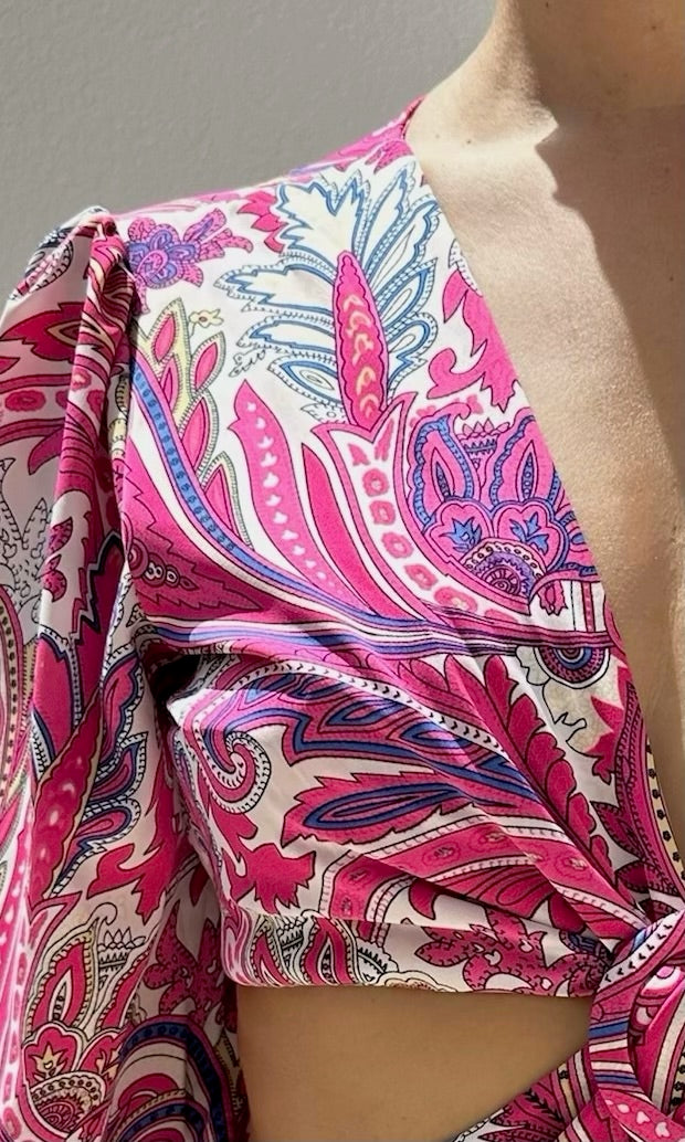 Marina Paisley Cut-Out Dress - Pink