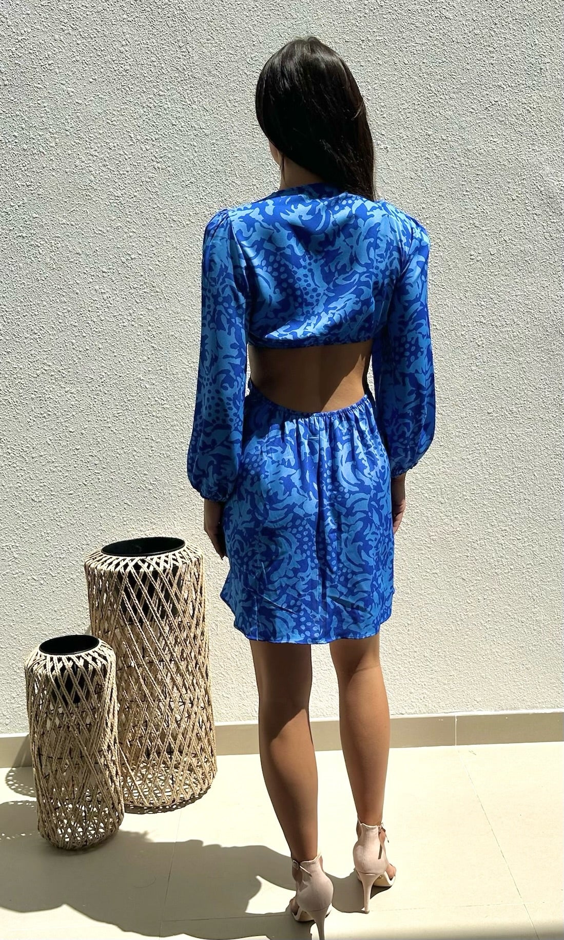 Alina Leopard Cut-Out Dress - Blue