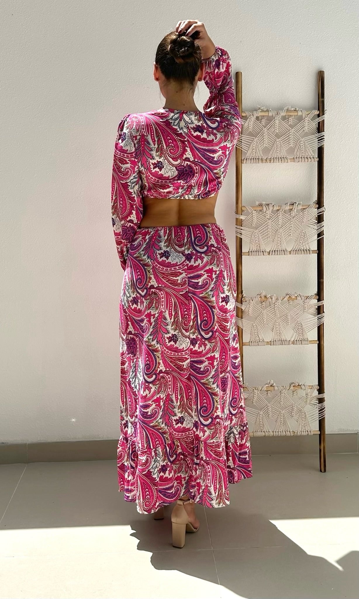 Marina Paisley Cut-Out Dress - Pink