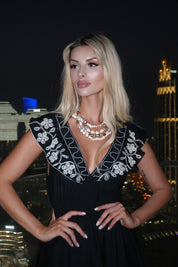 Sahara Embroidered Maxi Dress - Black