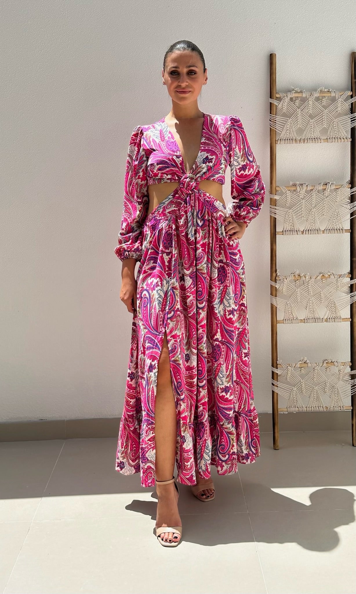 Marina Paisley Cut-Out Dress - Pink