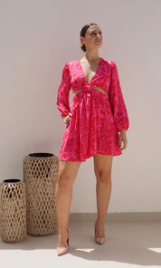 Alina Leopard Cut-Out Dress - Pink