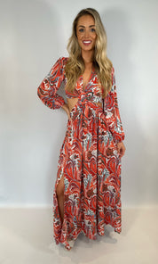 Marina Paisley Cut-Out Dress - Orange - Alorabella - Maxi dress (8616002322718)