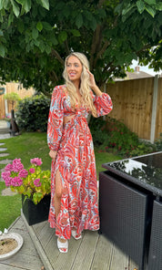 Marina Paisley Cut-Out Dress - Orange - Alorabella - Maxi dress (8616002322718)