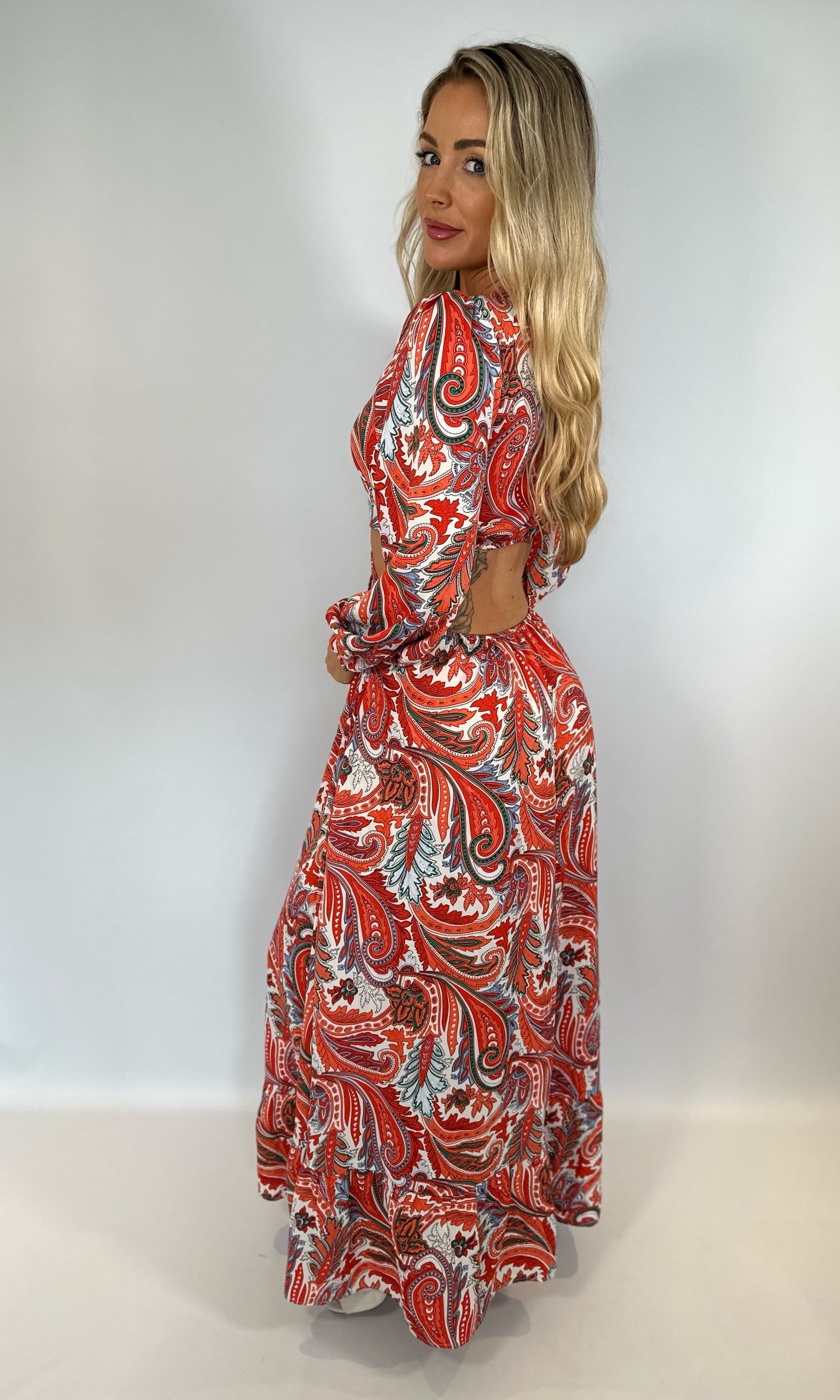 Marina Paisley Cut-Out Dress - Orange - Alorabella - Maxi dress (8616002322718)