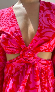 Alina Leopard Cut-Out Dress - Pink