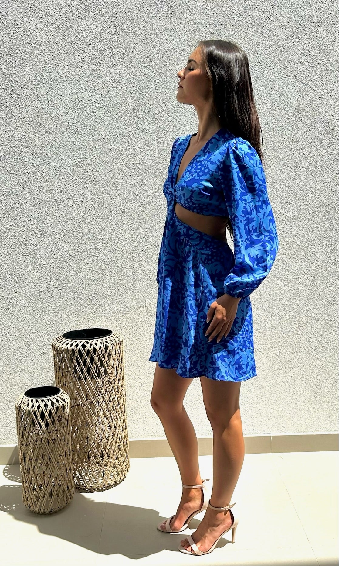 Alina Leopard Cut-Out Dress - Blue