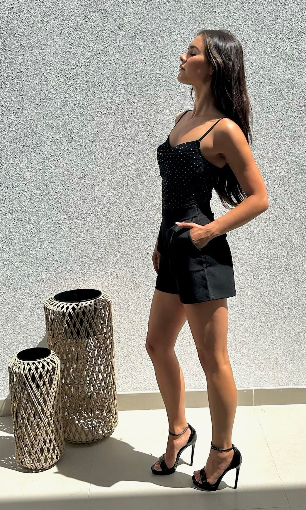 Naomi Sparkle Bodysuit - Black