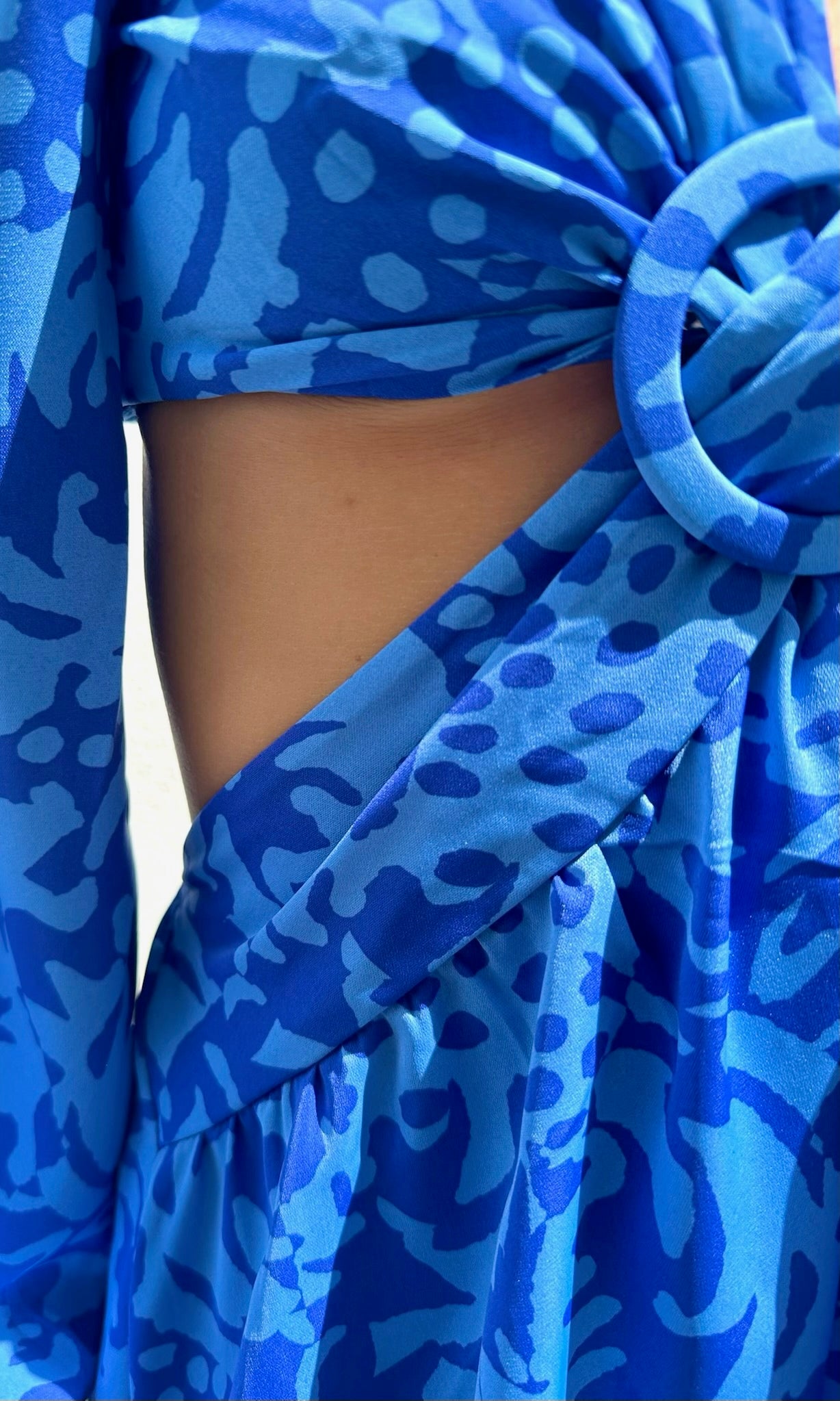 Alina Leopard Cut-Out Dress - Blue