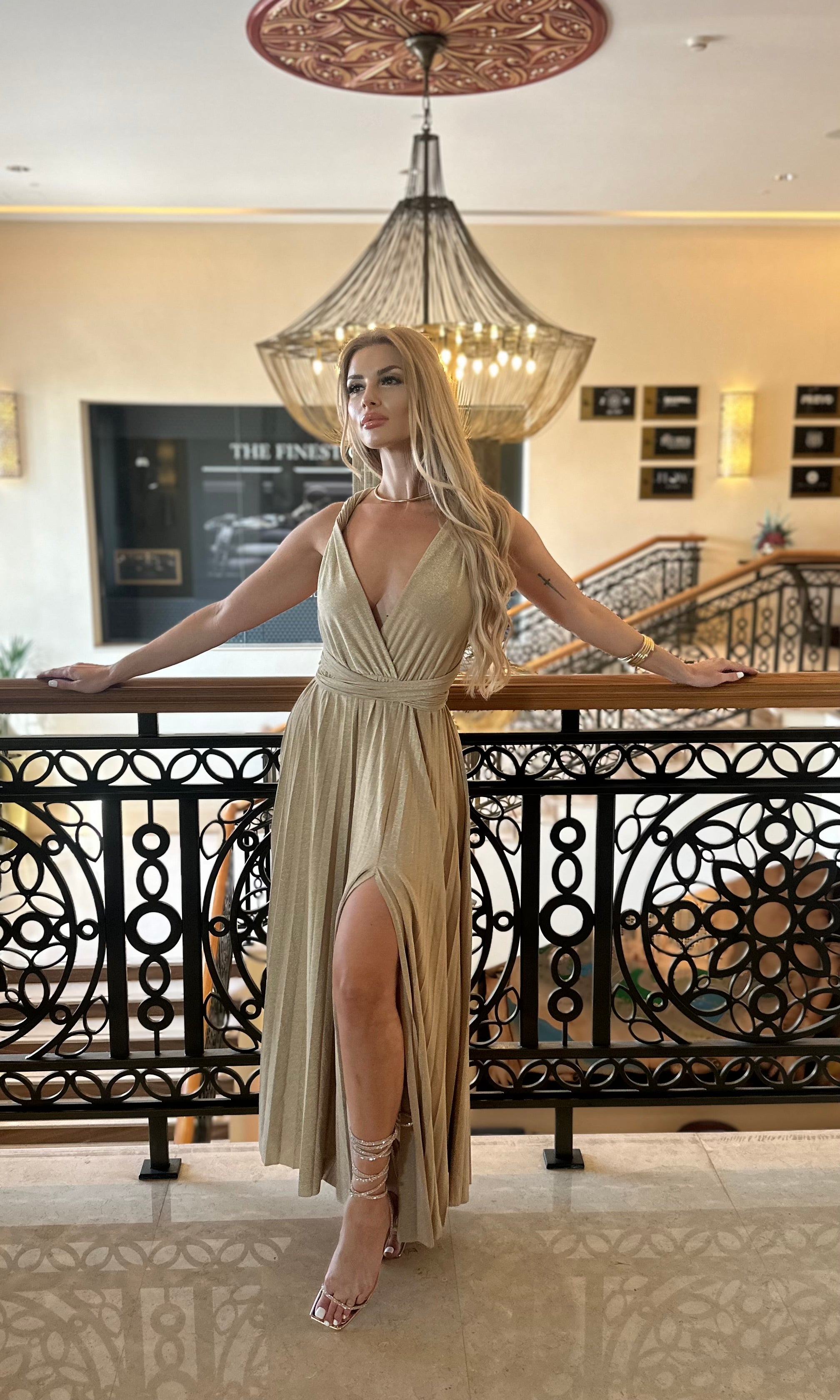 fitted lace wedding dress Whitney Infinity Maxi Dress