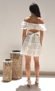 Female model wearing Claudia Co-ord - White- showcasing the latest ladies fashion with free delivery