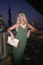 Ariel Beaded Strap Maxi Dress - Khaki