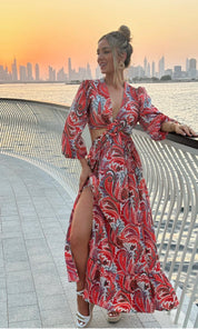 Marina Paisley Cut-Out Dress - Orange