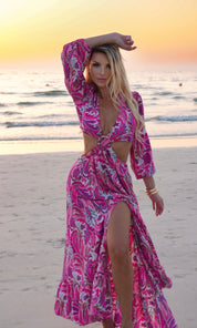 Marina Paisley Cut-Out Dress - Pink