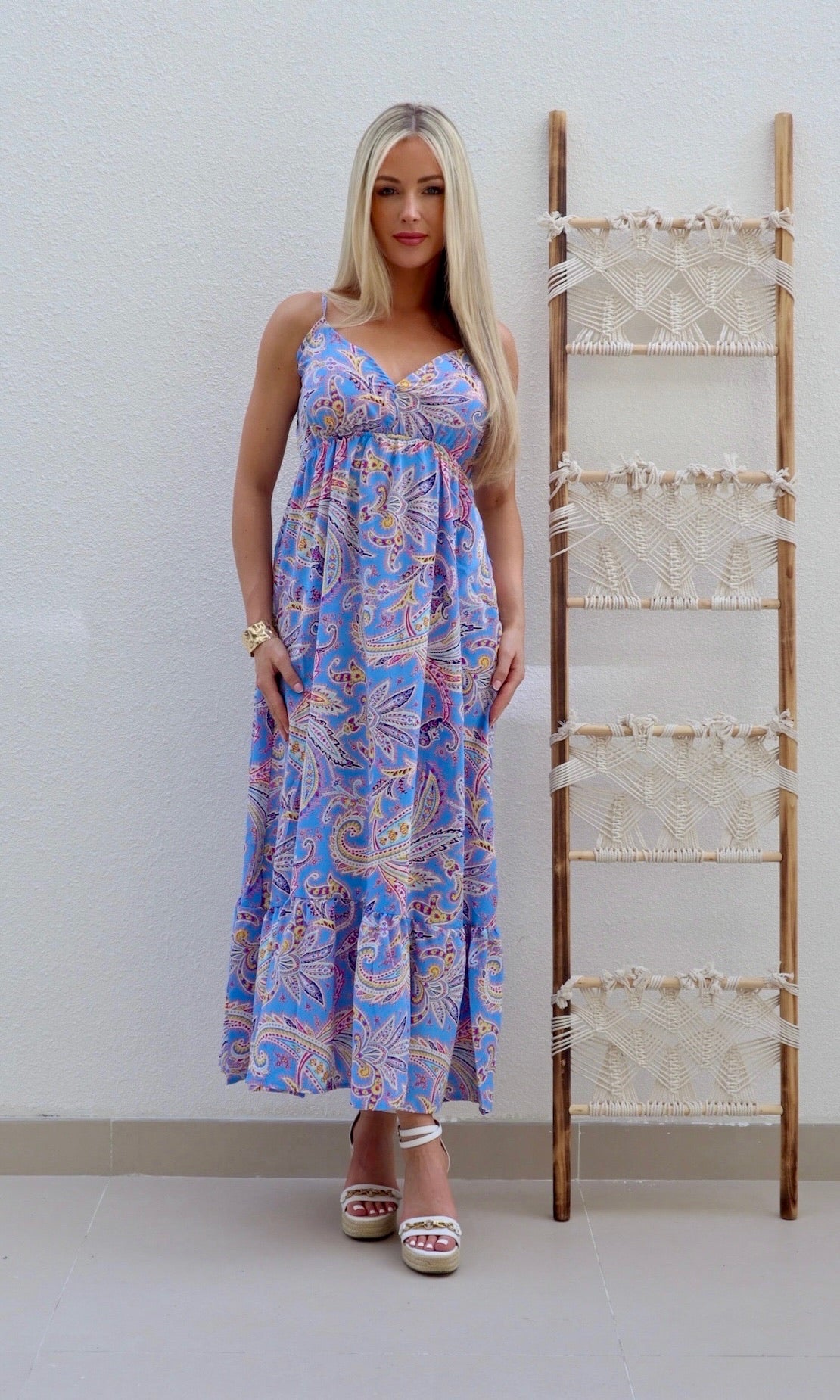 knee length dresses for ladies Paisley V Neck Dress – Style Safari Boutique LLC main image 1