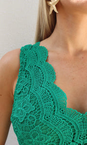 Female model wearing Ivy Lace Front Body - Green- showcasing the latest ladies fashion with free delivery