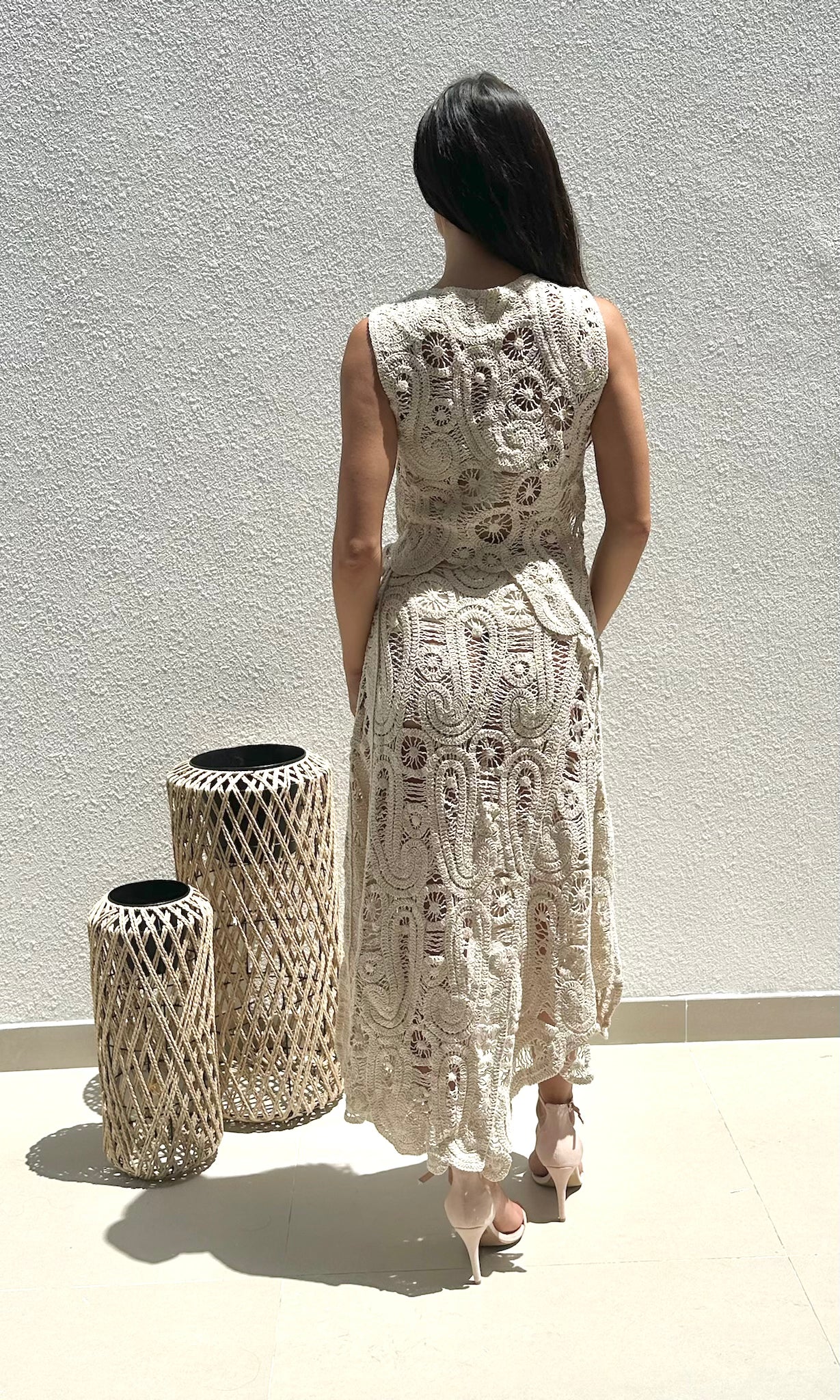 Female model wearing Tianna Crochet Top - Natural- showcasing the latest ladies fashion with free delivery