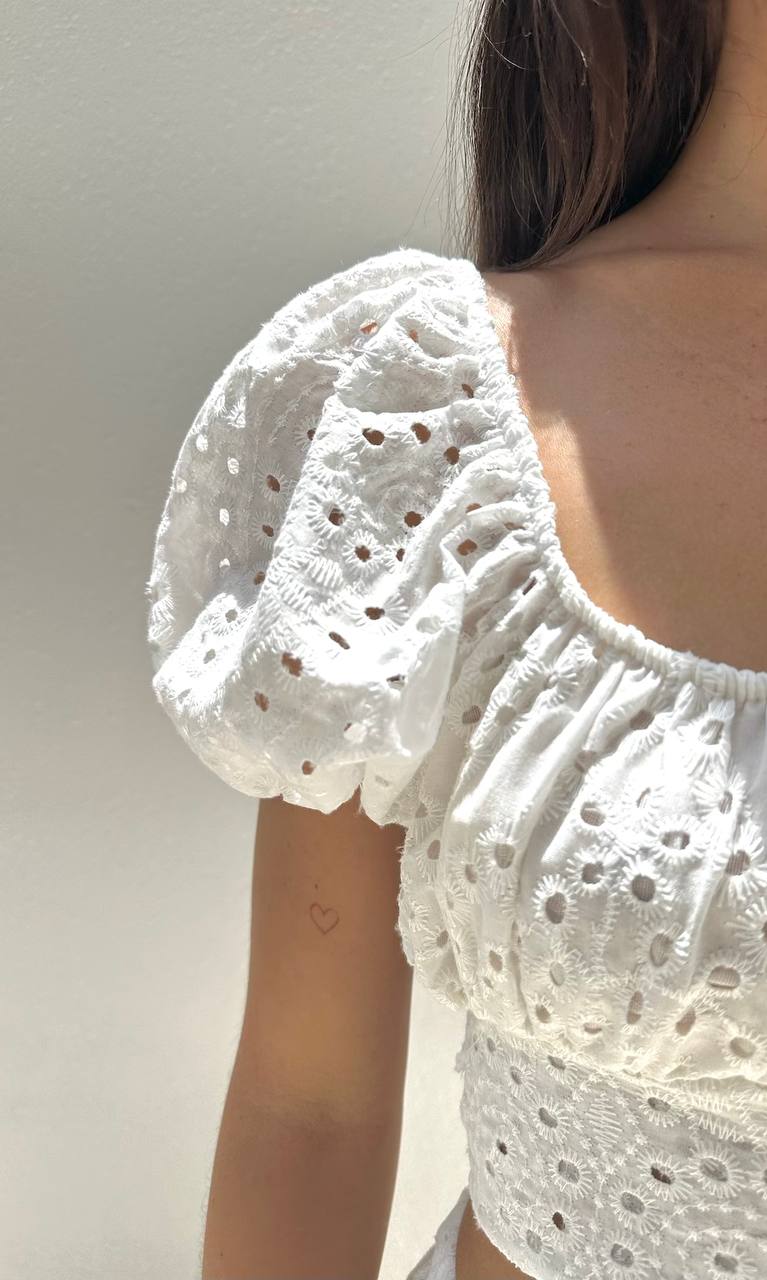 Female model wearing Claudia Co-ord - White- showcasing the latest ladies fashion with free delivery