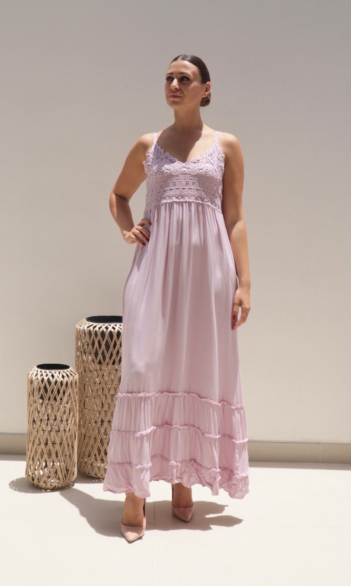 Abigail Lace Maxi Dress - Blush at Alorabella-Dress Abigail Lace Maxi Dress - Blush at Alorabella-Dress
