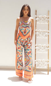 Female model wearing Kira Co-ord - Orange- showcasing the latest ladies fashion with free delivery 