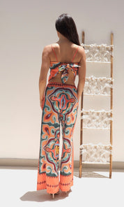 Female model wearing Kira Co-ord - Orange- showcasing the latest ladies fashion with free delivery 