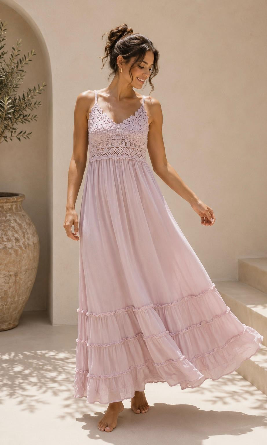 Abigail Lace Maxi Dress - Blush