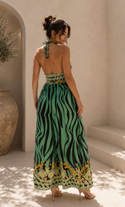 Saskia Halter Dress - Sage