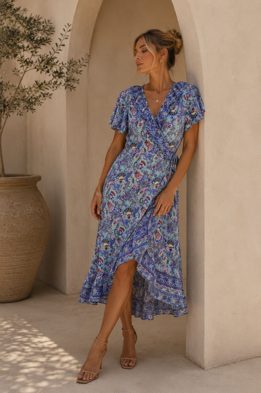 Maria Frill Wrap Maxi - Lilac
