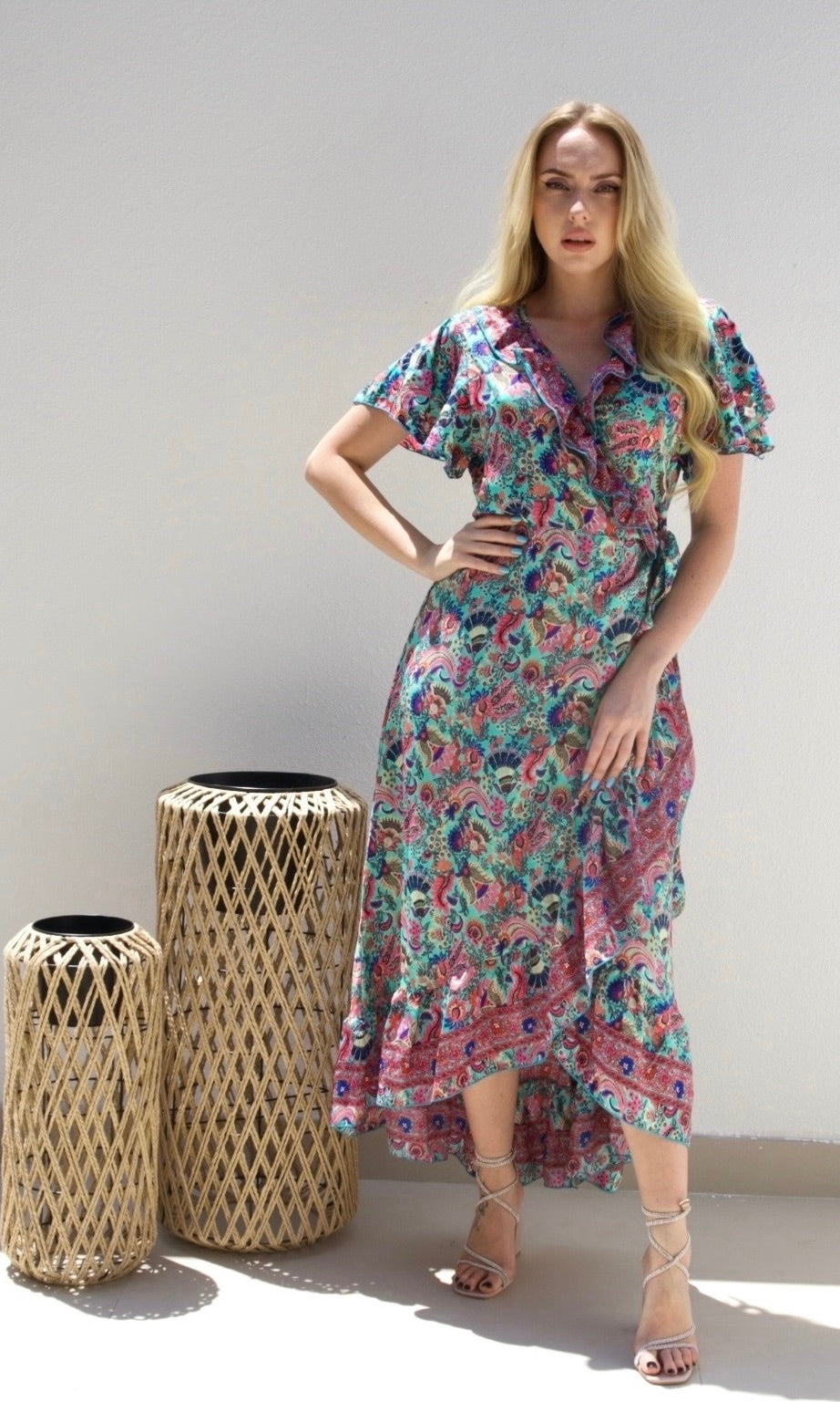Maria Frill Wrap Maxi - Mint