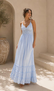 Abigail Lace Maxi Dress - Sky