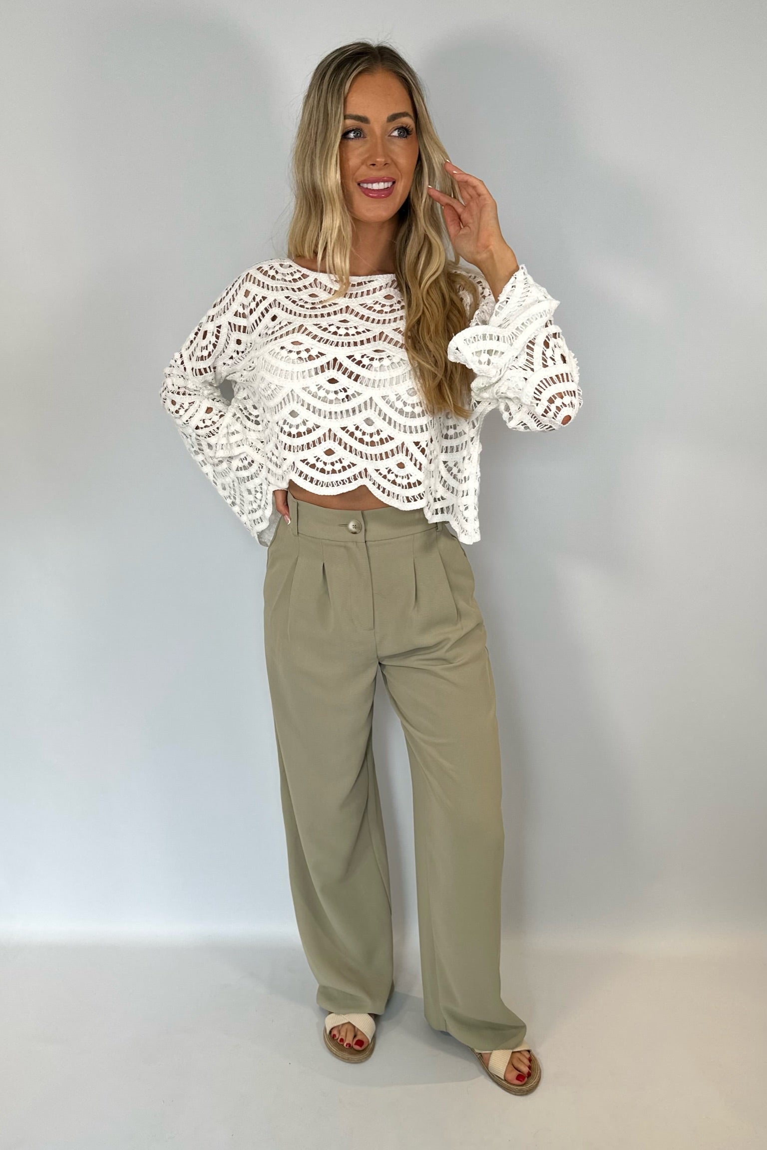 Courtney Crochet Top - White - Alorabella -  (8615433732382)
