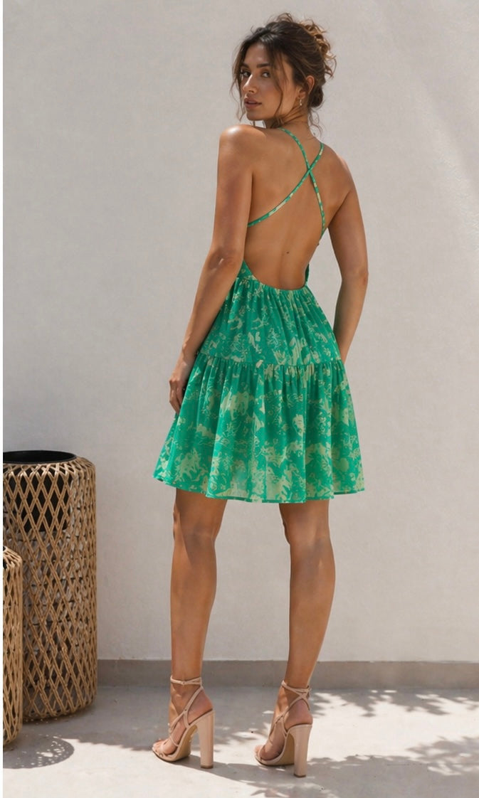 Nikita Cross Back Dress - Green