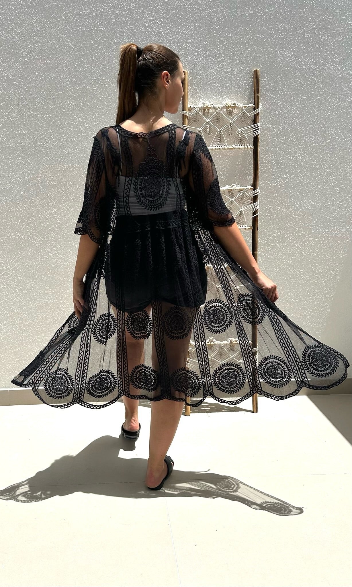 Sasha Lace Cover Up - Black at Alorabella-Beachwear Sasha Lace Cover Up - Black at Alorabella-Beachwear