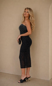Kitty Sparkle Strapless Dress - Black