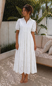 Amarilla Embroidered Shirt Dress -White
