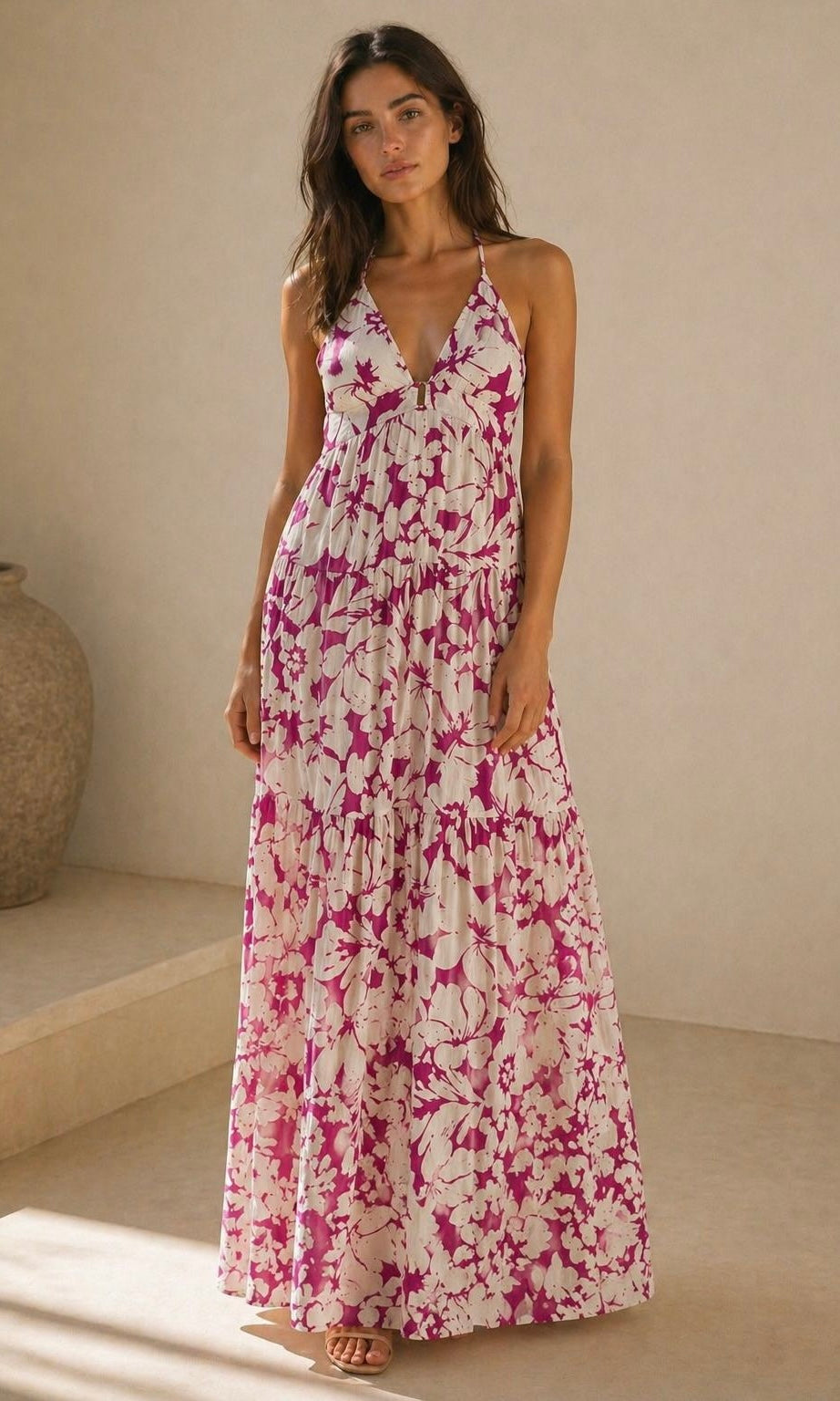 Sia Cross Back Dress - Mauve