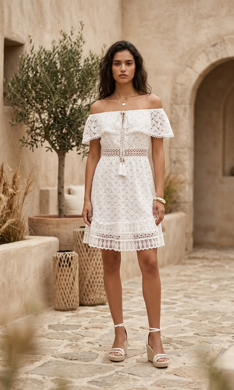 Everlyn Bardot Dress - White