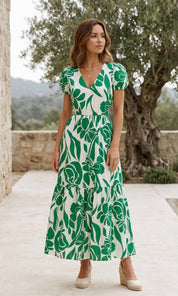 Savanna Open Back Dress - Green
