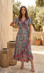 Maria Frill Wrap Maxi - Mint