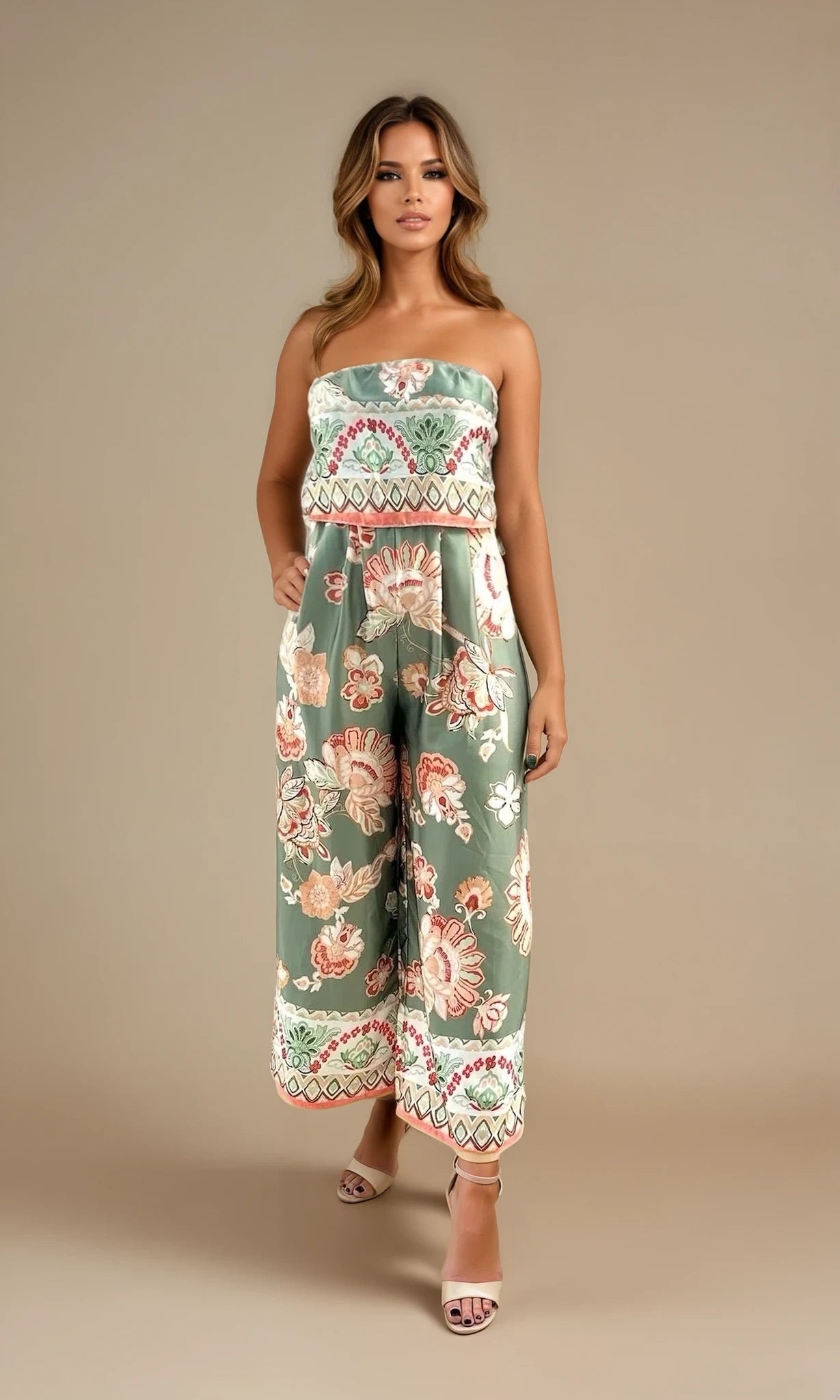 Violet Floral Jumpsuit - Green