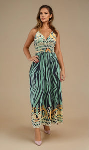 Saskia Halter Dress - Sage
