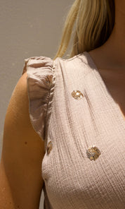 Female model wearing Ella Playsuit - Mocha- showcasing the latest ladies fashion with free delivery 