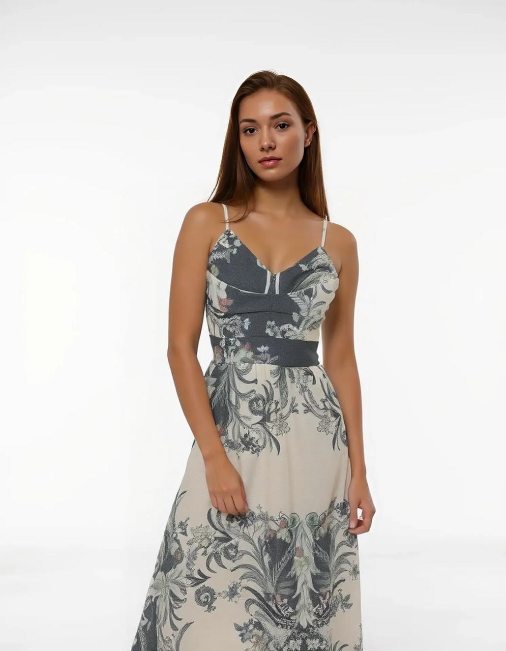 Cleo Print Maxi Dress - Khaki