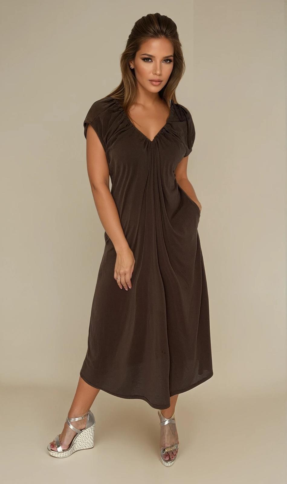 Serena ruched dress - chocolate