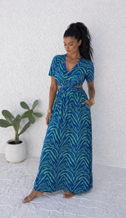 Jenna Cut-Out Dress - Blue / Green