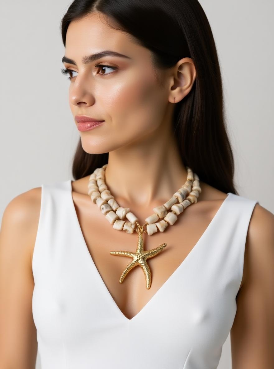 Leah cream & gold necklace